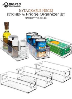 Eworld Sets of 6 Stackable Fridge Storage Bins Set, Organize Refrigerators, Freezers, Kitchen, and Countertops with Ease.  - Image 1