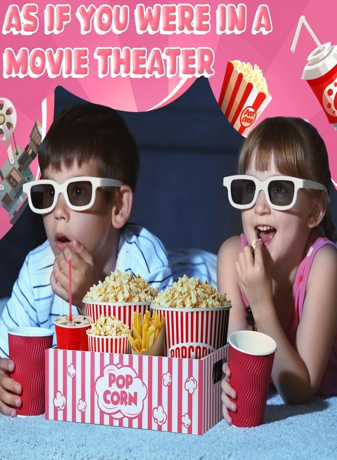 GlikCeil Movie Night Supplies Snack Trays with Handles Reusable Wooden Movie Gift Basket for Theater Popcorn Bucket Bowl Box Container Family Room Christmas Decor(Cute) - Image 4