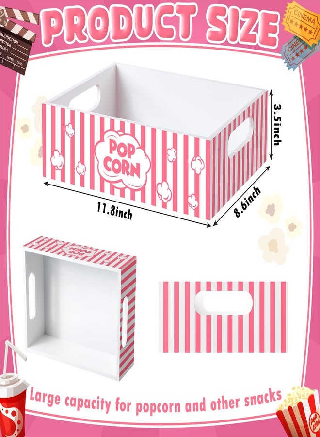 GlikCeil Movie Night Supplies Snack Trays with Handles Reusable Wooden Movie Gift Basket for Theater Popcorn Bucket Bowl Box Container Family Room Christmas Decor(Cute) - Image 2