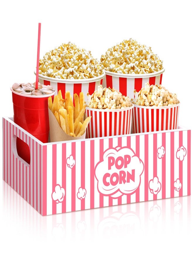 GlikCeil Movie Night Supplies Snack Trays with Handles Reusable Wooden Movie Gift Basket for Theater Popcorn Bucket Bowl Box Container Family Room Christmas Decor(Cute) - Image 1