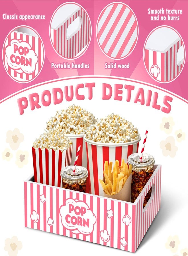 GlikCeil Movie Night Supplies Snack Trays with Handles Reusable Wooden Movie Gift Basket for Theater Popcorn Bucket Bowl Box Container Family Room Christmas Decor(Cute) - Image 3