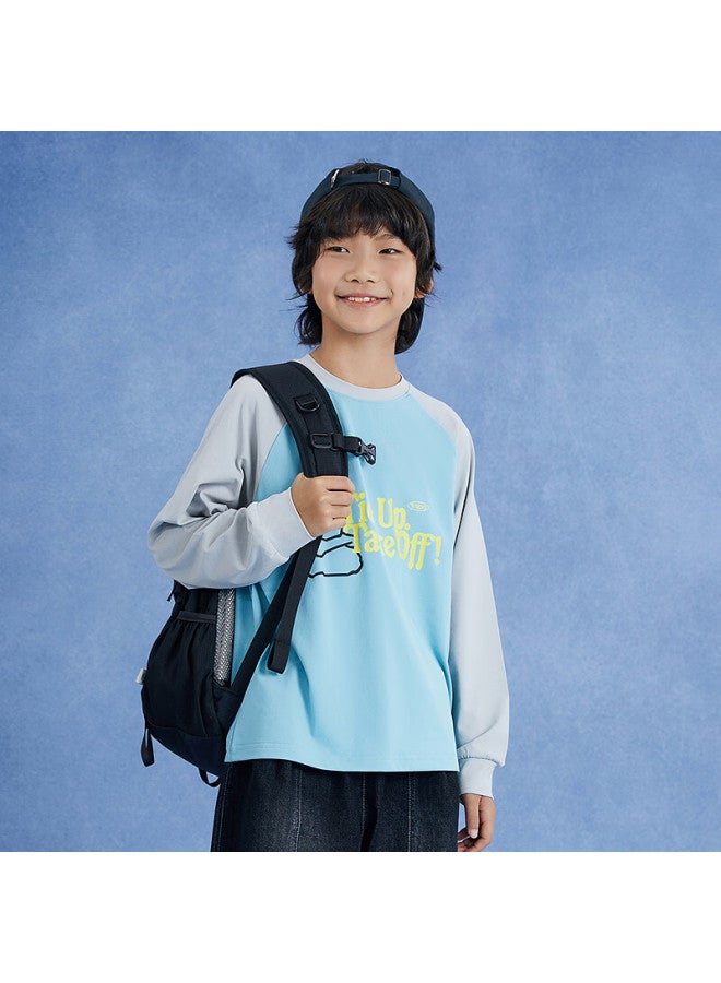 MIPO Mipuq Autumn Kids T-shirt Sweat-absorbing Quick-dry Raglan Sleeve Uni Breathable Comfortable Sports Long Sleeve Gray 140cm - Image 2