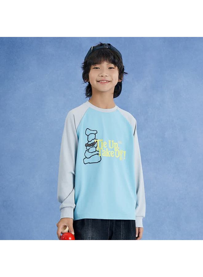 MIPO Mipuq Autumn Kids T-shirt Sweat-absorbing Quick-dry Raglan Sleeve Uni Breathable Comfortable Sports Long Sleeve Gray 140cm - Image 1