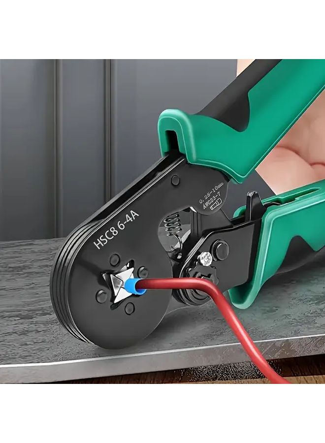 Adjustable Ratchet Wire Crimping Pliers 6-6 Green Black For Electrical Repair - Image 2