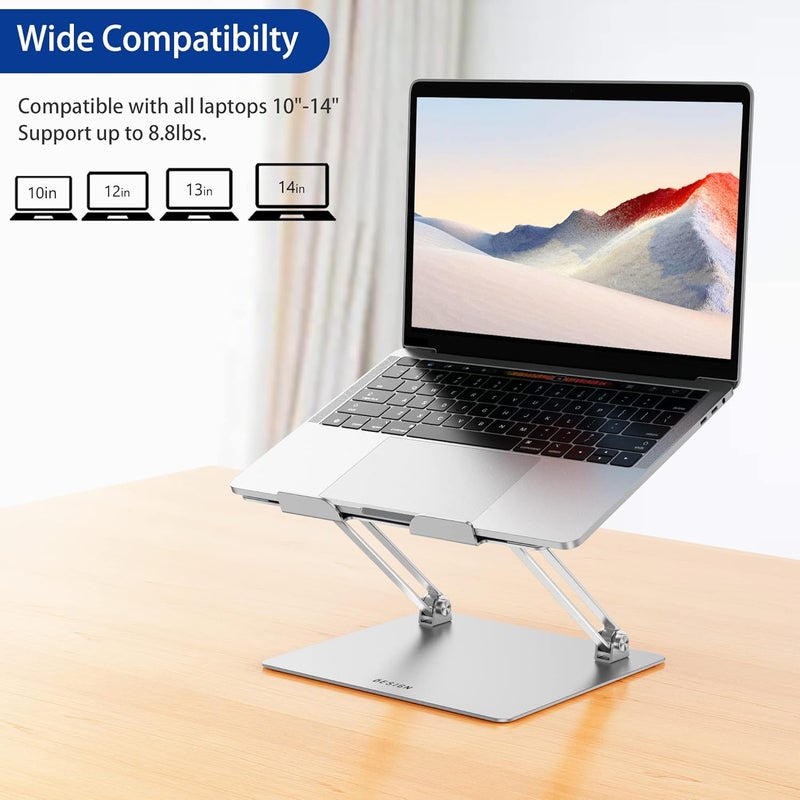 Besign LS10 Aluminum Laptop Stand Ergonomic Adjustable Notebook Stand Riser Holder Computer Stand Compatible with Air Pro Dell HP Lenovo More 10156 Laptops Silver - Image 4