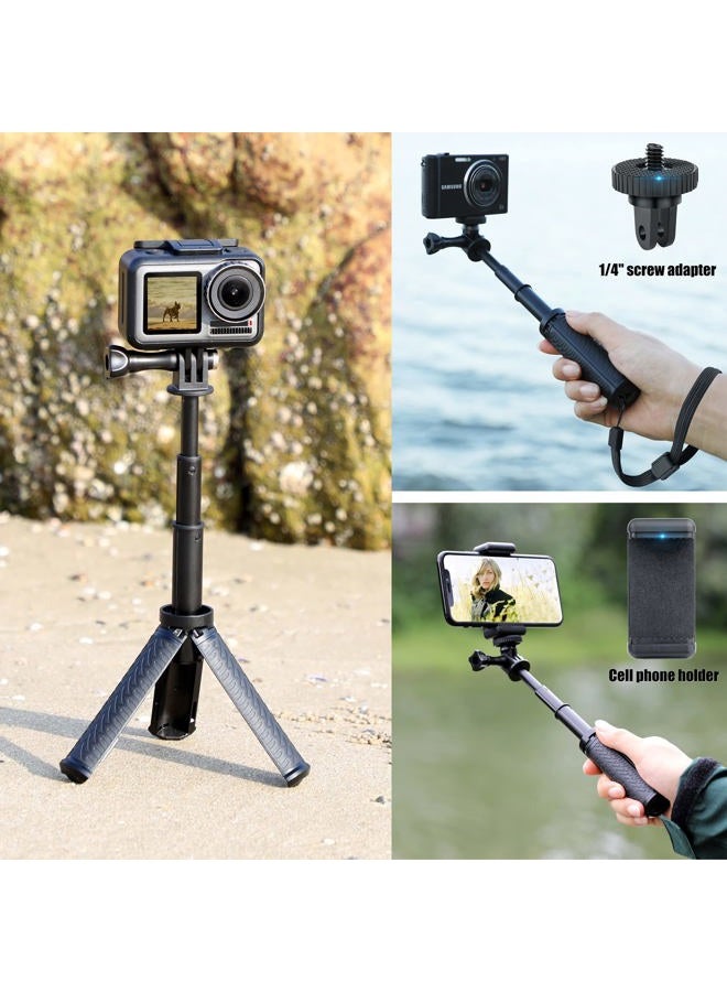YALLSAME Mini Selfie Stick Tripod for GoPro Hero 13 12 11 10 9 8 7 6 5/AKASO/DJI, Extendable Selfie Stick for Action Camera/iPhone, Extension Pole Tripod for GoPro, Portable Handgrip for Vlog/Travel  - Image 3