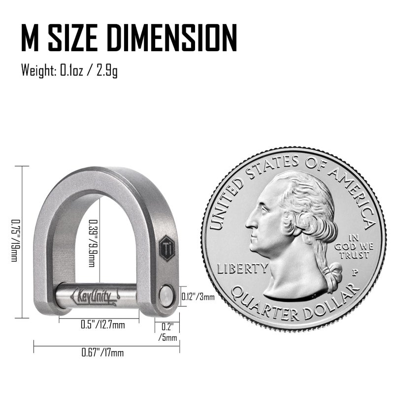 KeyUnity KA17 Titanium D Ring Key Shackle, U Shape Key Ring Horseshoe Clasp for Car Fob, DIY Leather Key Organizer Keychain(M) - Image 5