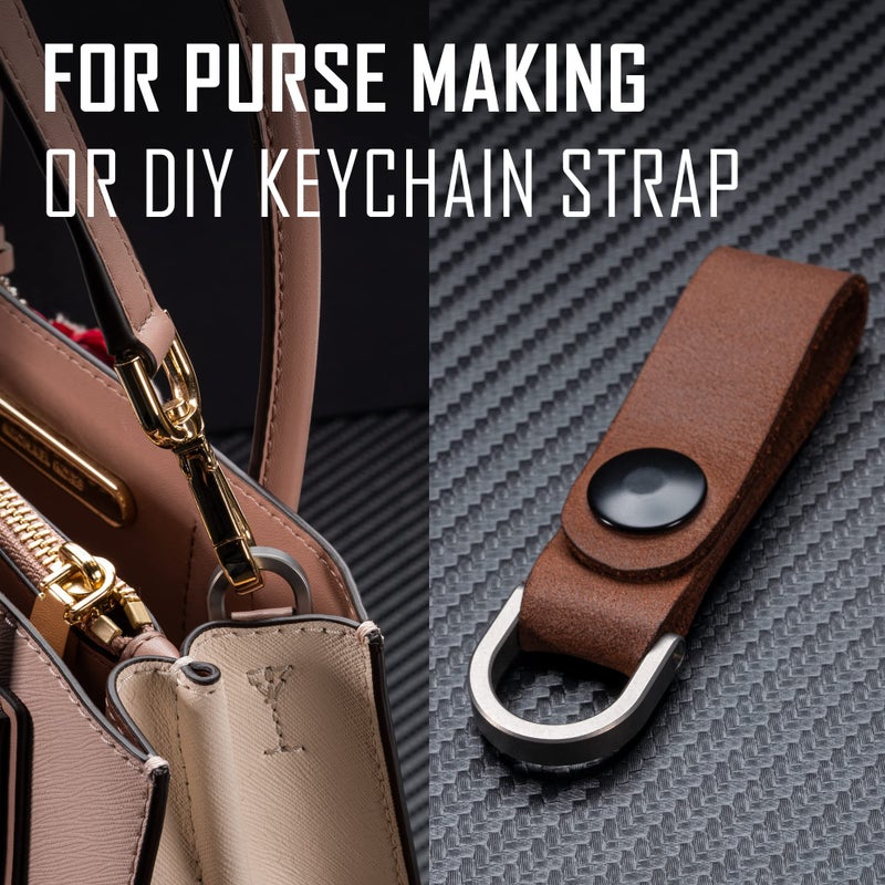 KeyUnity KA17 Titanium D Ring Key Shackle, U Shape Key Ring Horseshoe Clasp for Car Fob, DIY Leather Key Organizer Keychain(M) - Image 3
