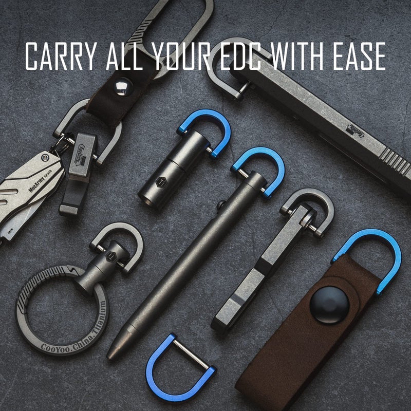 KeyUnity KA17 Titanium D Ring Key Shackle, U Shape Key Ring Horseshoe Clasp for Car Fob, DIY Leather Key Organizer Keychain(M) - Image 2