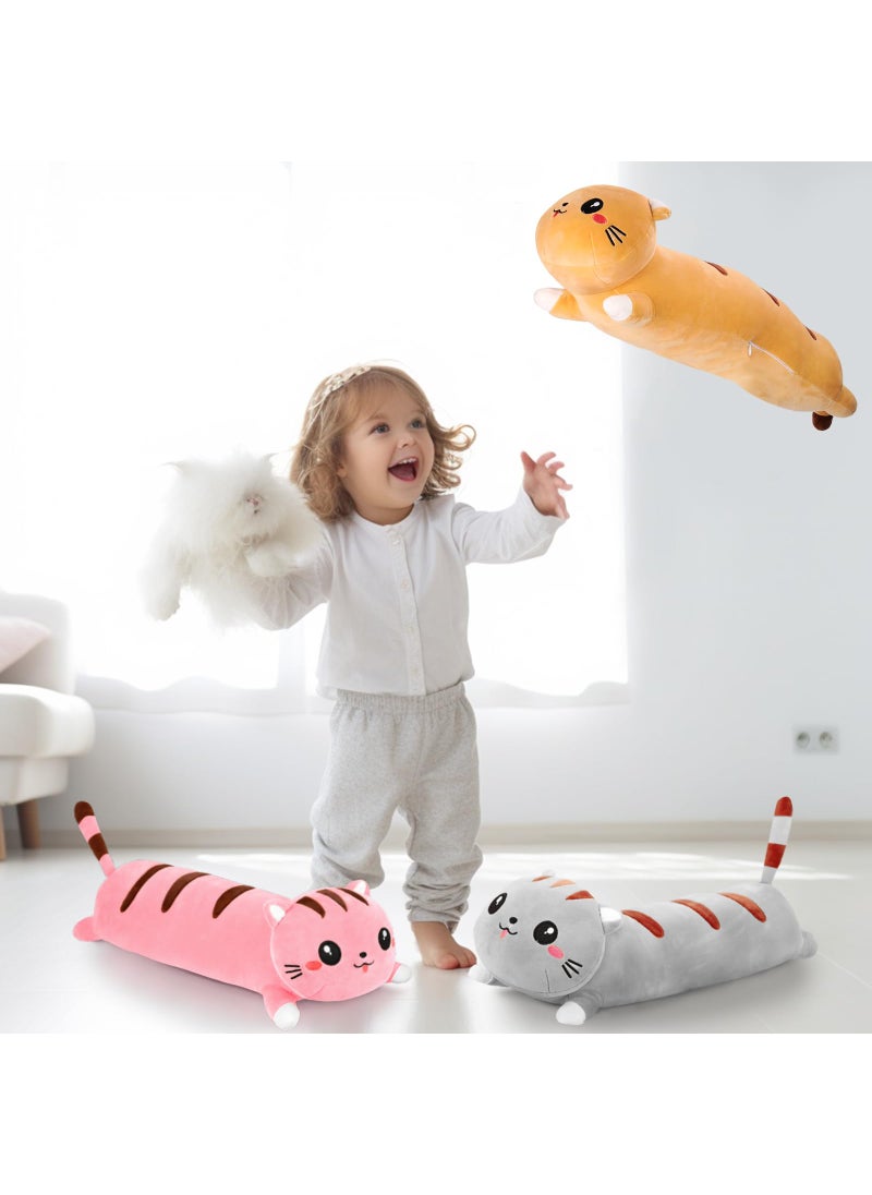 AFAN AFAN Cute Long Cat Plush Kawaii 34 Body Pillow Cat Stuffed Animals Soft Plushies Cuddly Cotton Kitten Sleeping Pillow Back Cushion Stuffed Plush Doll Toy Gift for Kids Girlfriend (Grey)  - Image 5