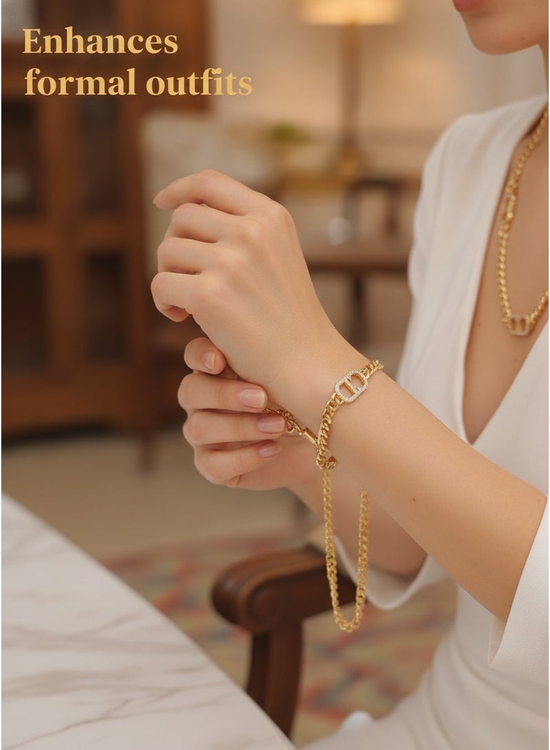 Classic CD letter light luxury jewelry three piece set necklace bracelet earring three piece set alloy jewelry gift box - Image 4