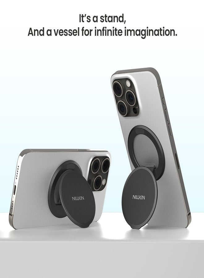 Nillkin Magnetic Phone Grip Stand Compatible with MagSafe, Magsafe Gripper Strap Round Finger Holder for iPhone 16/15 Pro, for Samsung Pixel with Magnetic Case Car Mount (Black) - Image 2