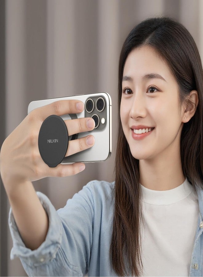 Nillkin Magnetic Phone Grip Stand Compatible with MagSafe, Magsafe Gripper Strap Round Finger Holder for iPhone 16/15 Pro, for Samsung Pixel with Magnetic Case Car Mount (Black) - Image 3