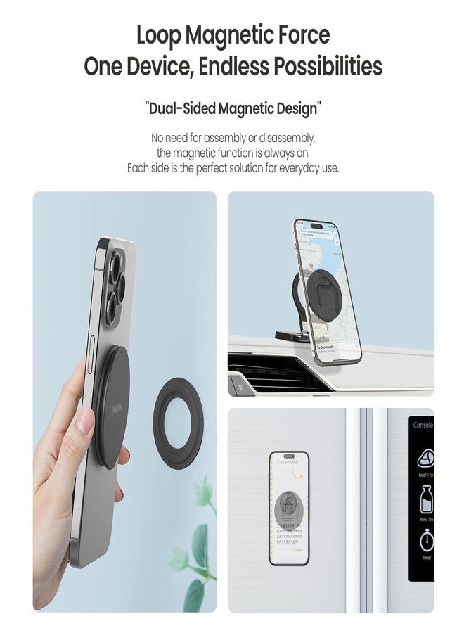 Nillkin Magnetic Phone Grip Stand Compatible with MagSafe, Magsafe Gripper Strap Round Finger Holder for iPhone 16/15 Pro, for Samsung Pixel with Magnetic Case Car Mount (Black) - Image 5