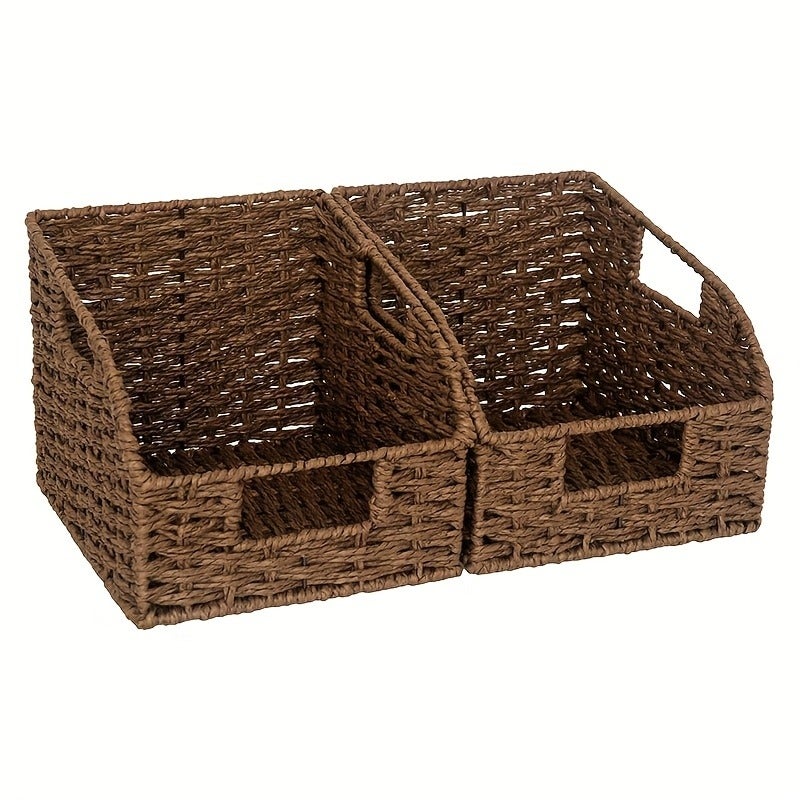2pcs Baskets for Organizing Pantry Baskets for Organizing, Paper Rope Baskets with Built-in Handles, Shelf Baskets - Image 4