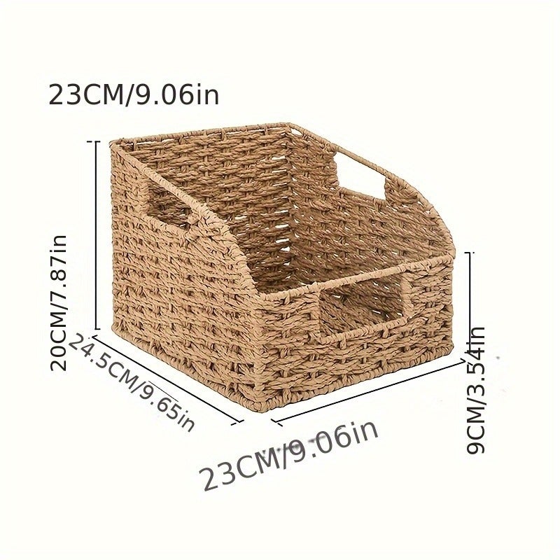 2pcs Baskets for Organizing Pantry Baskets for Organizing, Paper Rope Baskets with Built-in Handles, Shelf Baskets - Image 5