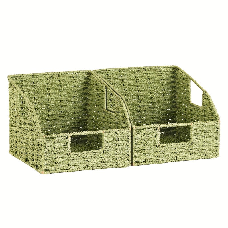 2pcs Baskets for Organizing Pantry Baskets for Organizing, Paper Rope Baskets with Built-in Handles, Shelf Baskets - Image 1