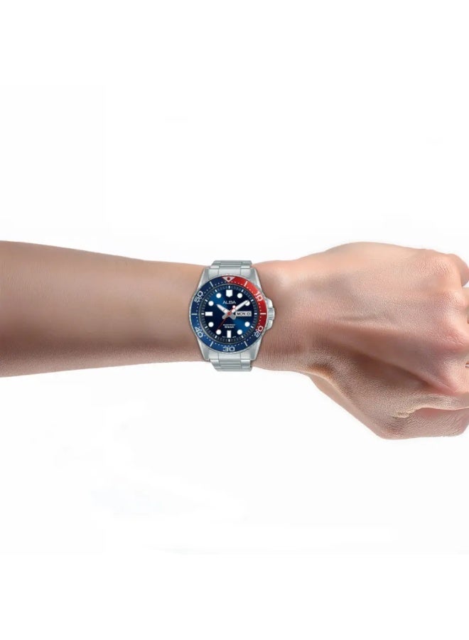 Alba AV3593X1 Active Quartz Men's Watch | Blue Dial | Stainless Steel Bracelet | Day-Date | 100M Water Resistant | 42.5mm - Image 3