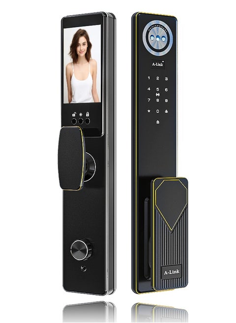 Smart Door Lock  Smart Lock with Face, Palm Print, Fingerprint, Passcode, IC Card & Remote Unlock – CNC Carved, Anodized Aluminum, Fire-Resistant & Anti-Corrosive