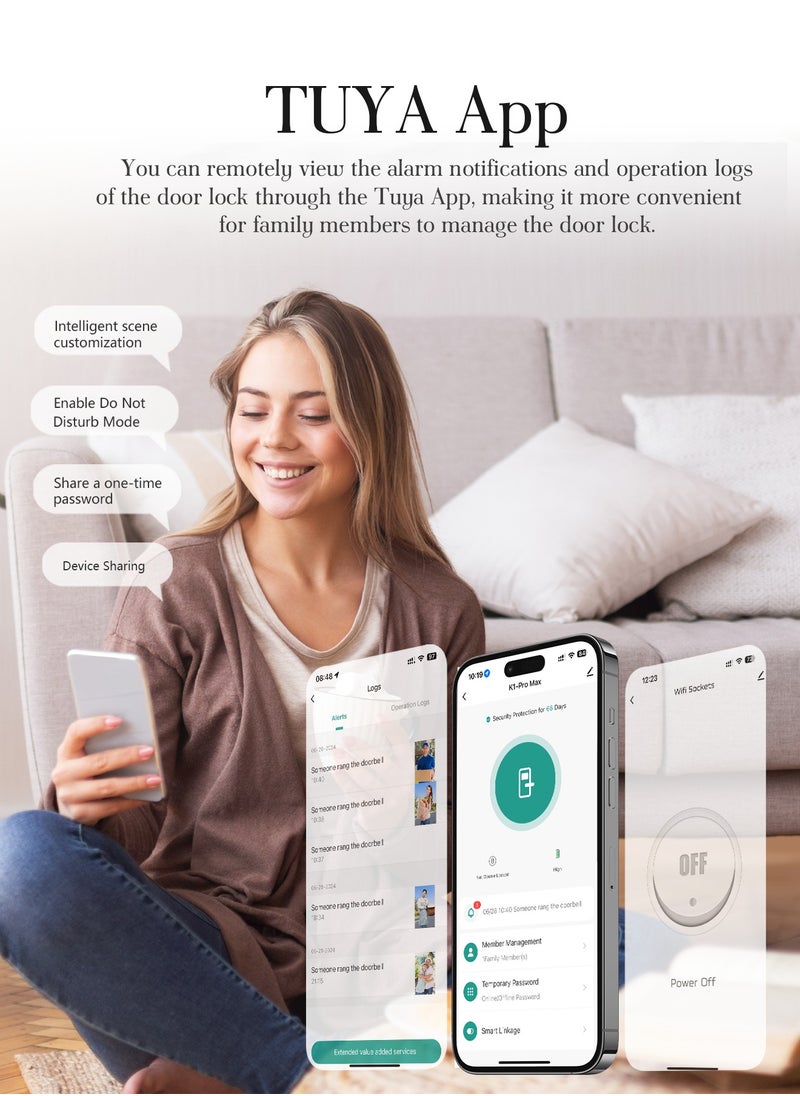 ALINK - Smart Door Lock  Smart Lock with Face, Palm Print, Fingerprint, Passcode, IC Card & Remote Unlock – CNC Carved, Anodized Aluminum, Fire-Resistant & Anti-Corrosive - Image 1