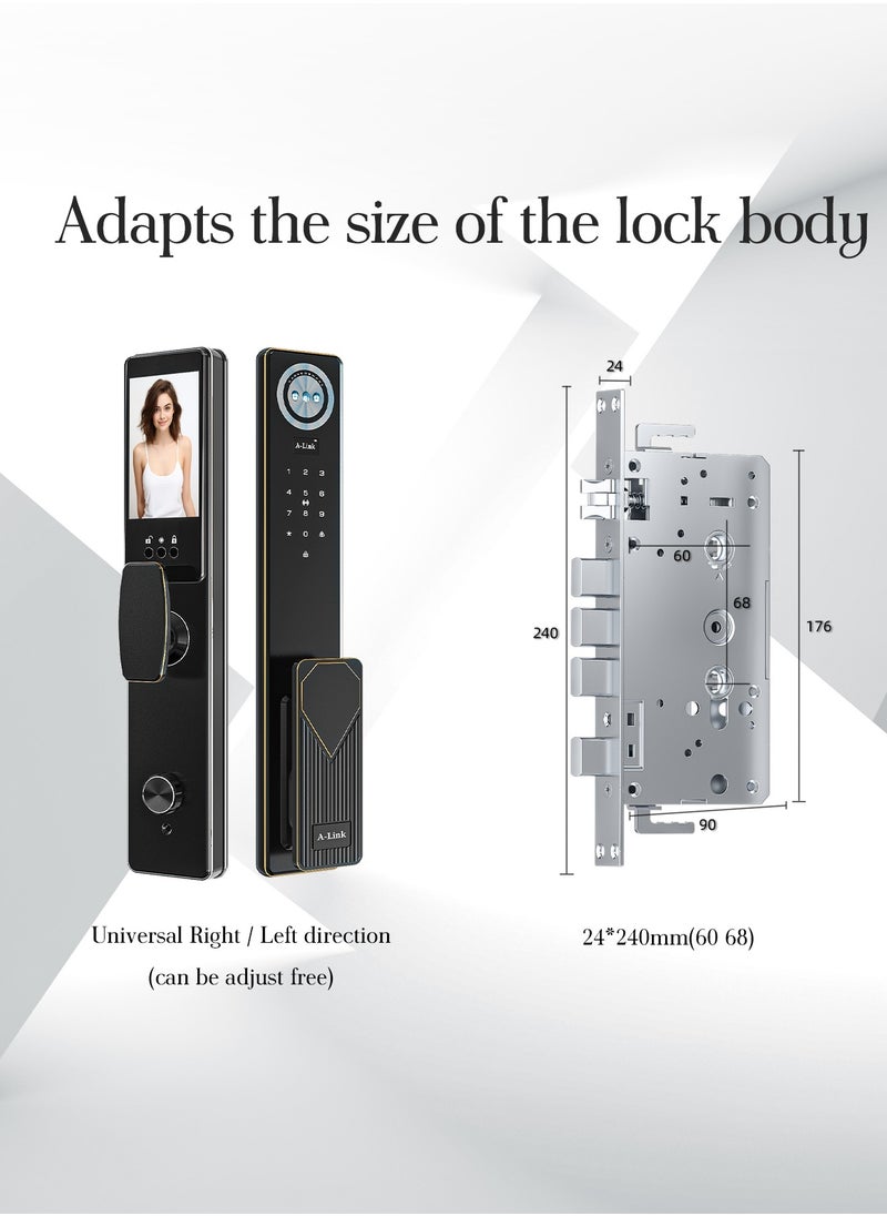 ALINK - Smart Door Lock  Smart Lock with Face, Palm Print, Fingerprint, Passcode, IC Card & Remote Unlock – CNC Carved, Anodized Aluminum, Fire-Resistant & Anti-Corrosive - Image 1