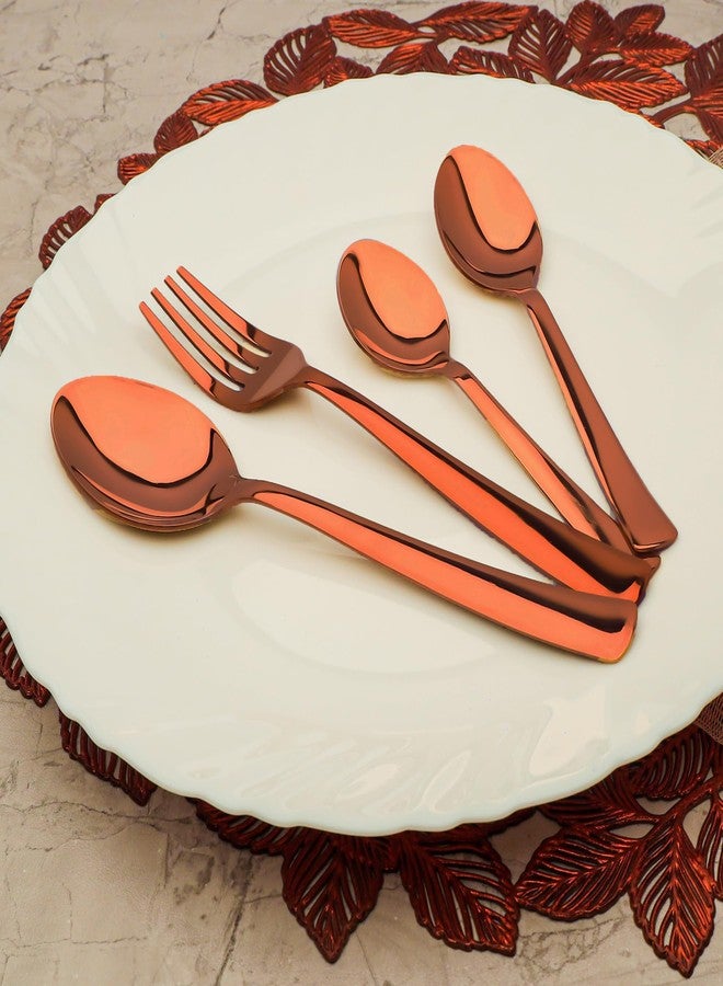 Parage 24 Pieces Stainless Steel Cutlery Set, Premium Cutlery Set for Home & Kitchen, PVD Rose Gold Flatware for Elegant Dining (6 Pieces Each Table Spoons, Table Forks, Dinner Spoons & Tea Spoons) - Image 2