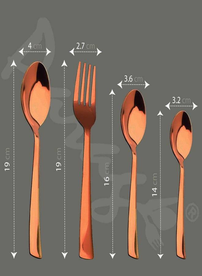 Parage 24 Pieces Stainless Steel Cutlery Set, Premium Cutlery Set for Home & Kitchen, PVD Rose Gold Flatware for Elegant Dining (6 Pieces Each Table Spoons, Table Forks, Dinner Spoons & Tea Spoons) - Image 3