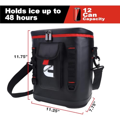 Cummins Portable Soft Cooler Bag CMN34718 12Can DoubleLaminated Insulated Cooler with Strap 48Hour Ice Retention Adult Insulated Thermal Bag for Work Camp Beach Black - Image 3