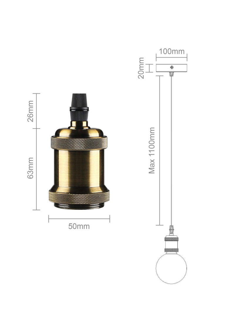 Y&D Ceiling Pendant & Lamp Holder, Metal Light Fitting, E27 Fitting Set with Braided Fabric Cable (Bronze)  - Image 5