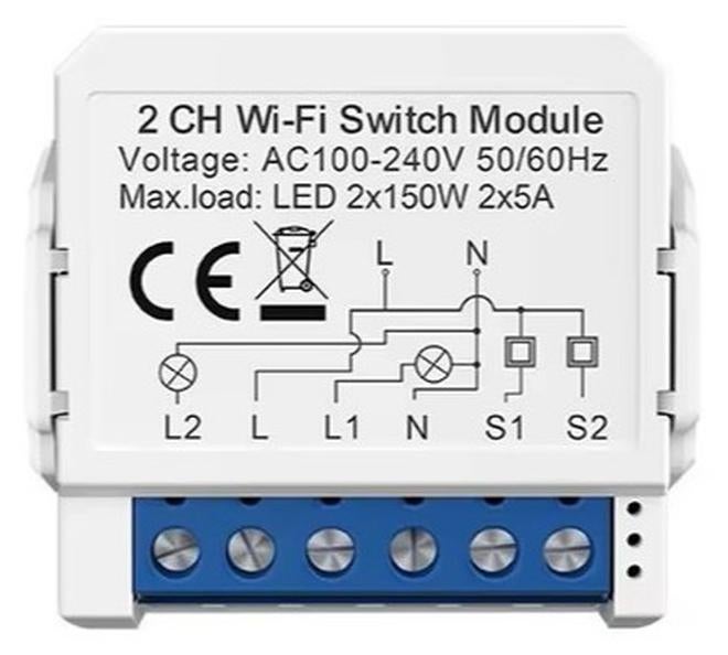 تويا سمارت واي فاي مفتاح 2 خط يركب علي المفاتيح التقليدية و يدعم الكسا و جوجل هوم - Image 1
