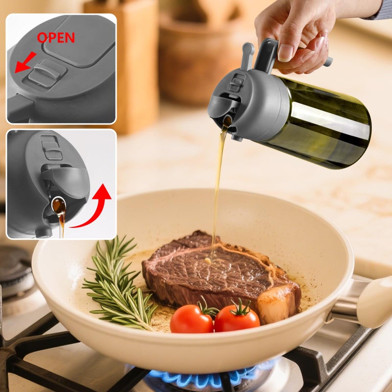 SWEET VIEW 2PCS Olive Oil Dispenser and Oil Sprayer â€“ 16oz/470ml Glass Light-Proof Oil Pourer for Kitchen, Air Fryer, Cooking, Salad, and BBQ - Image 4