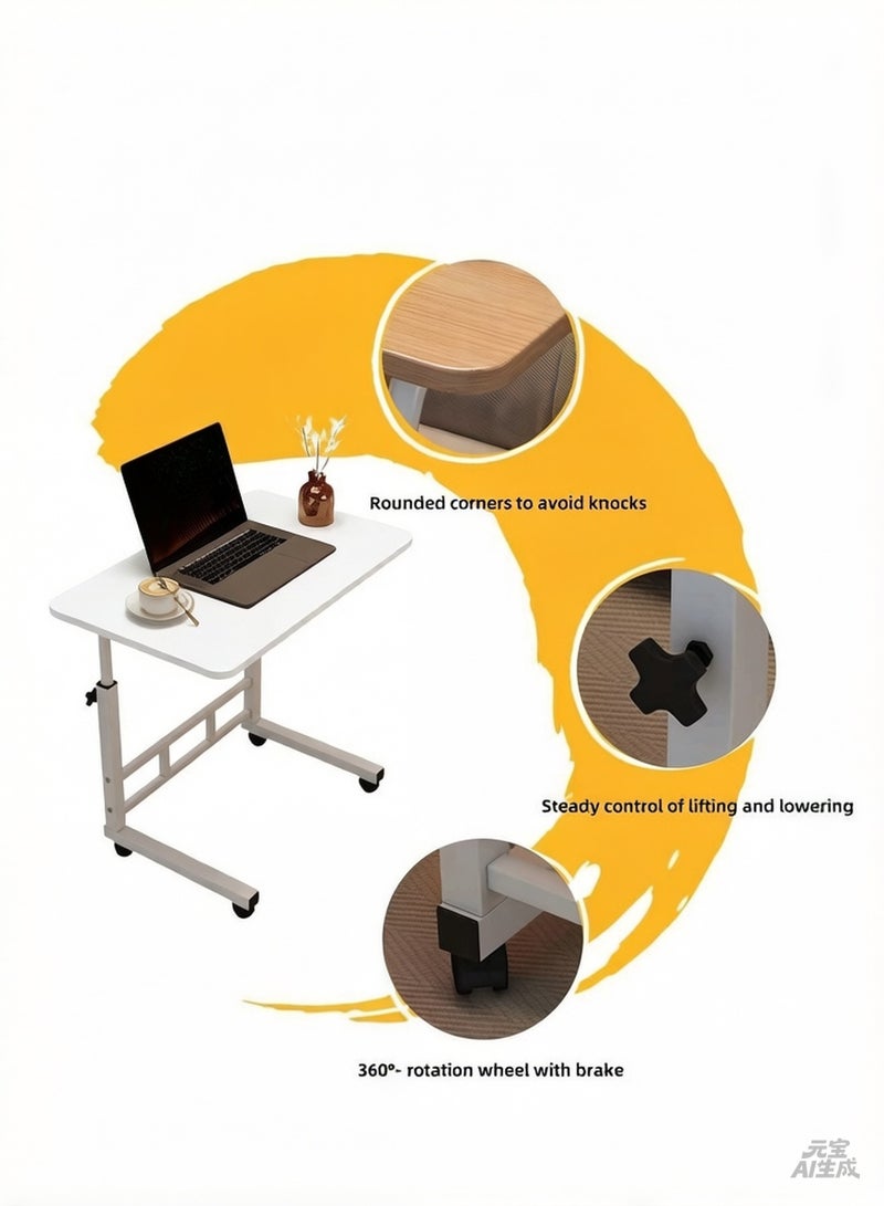 TRASSLE Adjustable Height Mobile Computer Desk, Home Bedrooms And Office Desks For Work and Study Moveable Portable Coffee Overbed Tray Bedside Sofa Table - Image 3