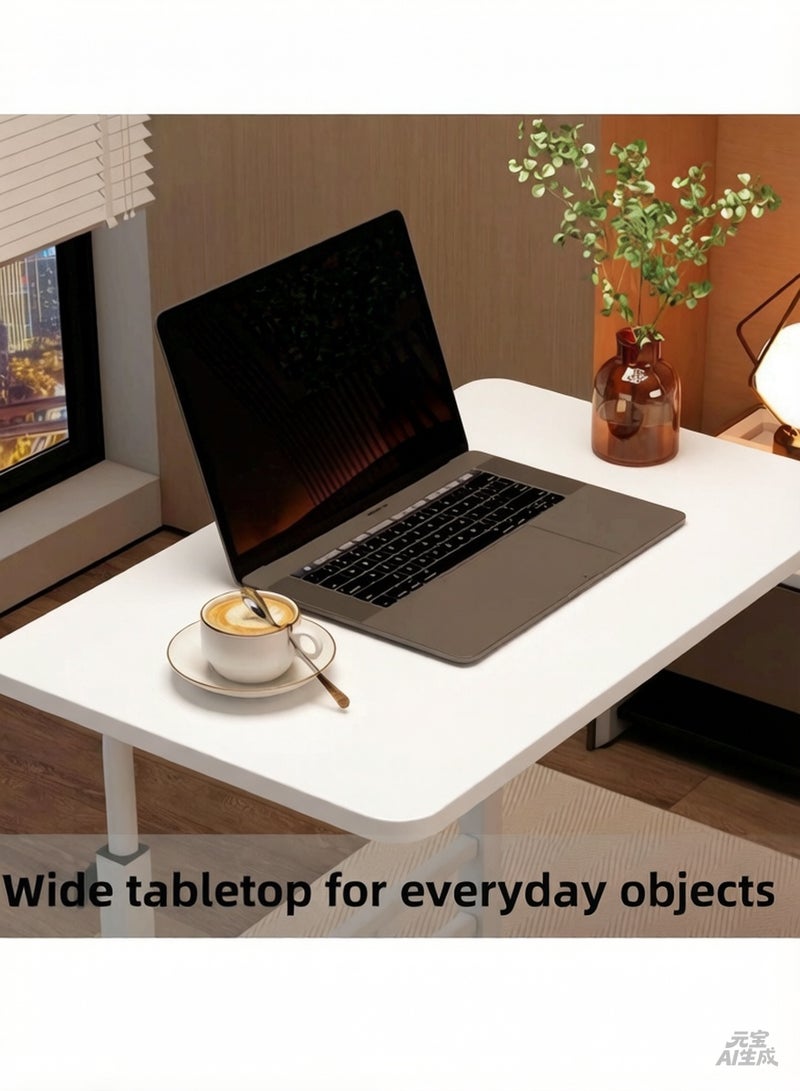TRASSLE Adjustable Height Mobile Computer Desk, Home Bedrooms And Office Desks For Work and Study Moveable Portable Coffee Overbed Tray Bedside Sofa Table - Image 5