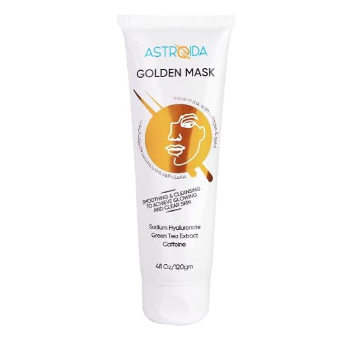 Astroida Golden Mask 120gm 4Oz With Collagen, Hyaluronic acid, Colloidal Gold, Caffeine, Olive Oil - Anti Aging, Anti Wrinkles, Anti oxidant, Source of vitamins to nourish your skin - Image 1