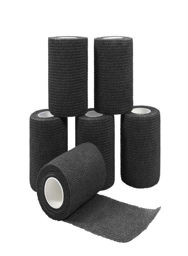GooGou Self Adherent Wrap Bandages Self Adhering Cohesive Tape Elastic Athletic Sports Tape for Sports Sprain Swelling and Soreness on Wrist and Ankle 6PCS 3 in X 14.7 ft (Black) - Image 1
