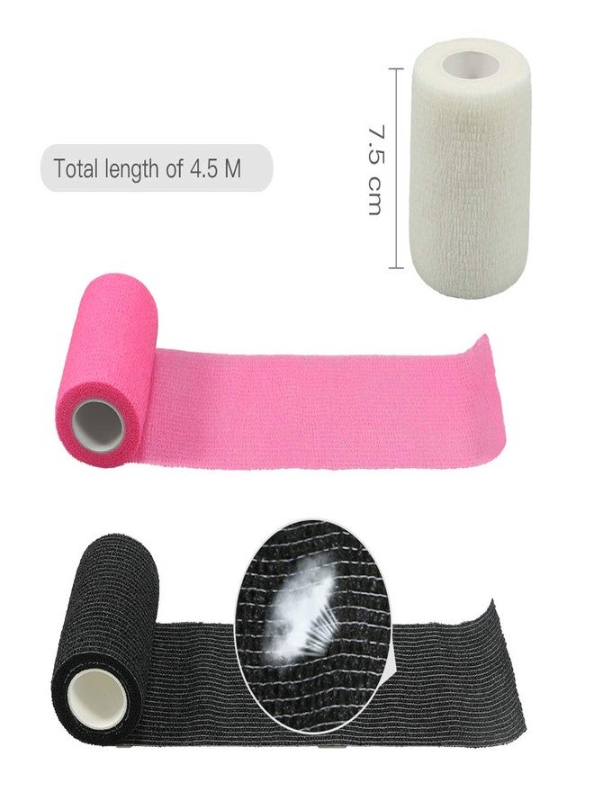 GooGou Self Adherent Wrap Bandages Self Adhering Cohesive Tape Elastic Athletic Sports Tape for Sports Sprain Swelling and Soreness on Wrist and Ankle 6PCS 3 in X 14.7 ft (Black) - Image 4