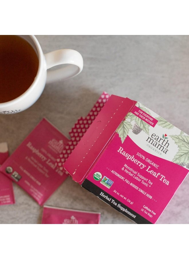 Earth Mama Organic Raspberry Leaf Tea Bags |Labor Tonic + Menstrual Support, 16 Teabags Per Box