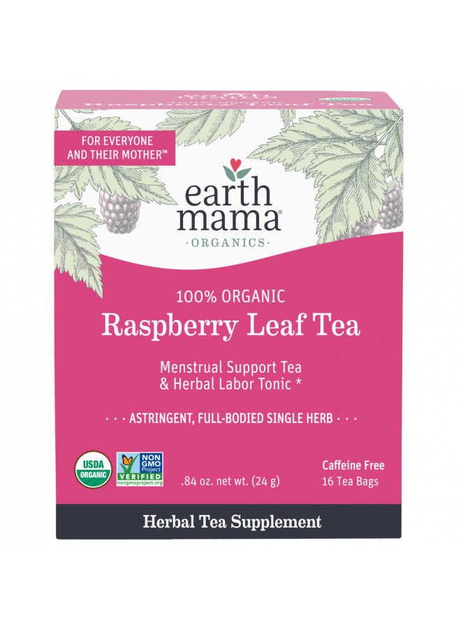 Earth Mama Organic Raspberry Leaf Tea Bags |Labor Tonic + Menstrual Support, 16 Teabags Per Box