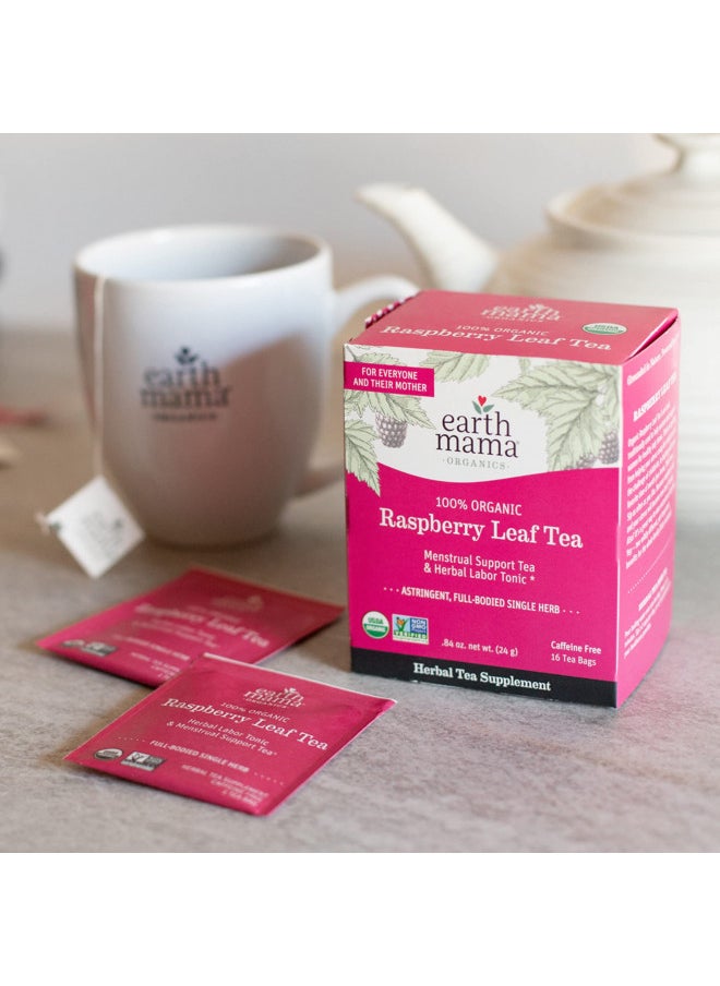 Earth Mama Organic Raspberry Leaf Tea Bags |Labor Tonic + Menstrual Support, 16 Teabags Per Box