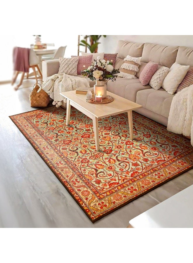 Status سجاد حالة للع living room|(4x6 قدم) سجادة مطبوعة لتزيين غرفة المعيشة|قاعدة مضادة للانزلاق لأساسيات المنزل|سجاد بوهيمي لغرفة المعيشة (سجادة طابا 1106)، بوليستر، متعدد الألوان، مستطيل - Image 2