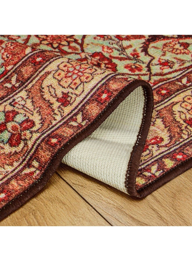 Status سجاد حالة للع living room|(4x6 قدم) سجادة مطبوعة لتزيين غرفة المعيشة|قاعدة مضادة للانزلاق لأساسيات المنزل|سجاد بوهيمي لغرفة المعيشة (سجادة طابا 1106)، بوليستر، متعدد الألوان، مستطيل - Image 1