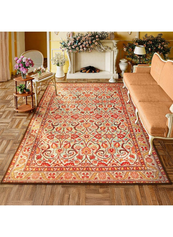 Status سجاد حالة للع living room|(4x6 قدم) سجادة مطبوعة لتزيين غرفة المعيشة|قاعدة مضادة للانزلاق لأساسيات المنزل|سجاد بوهيمي لغرفة المعيشة (سجادة طابا 1106)، بوليستر، متعدد الألوان، مستطيل - Image 3