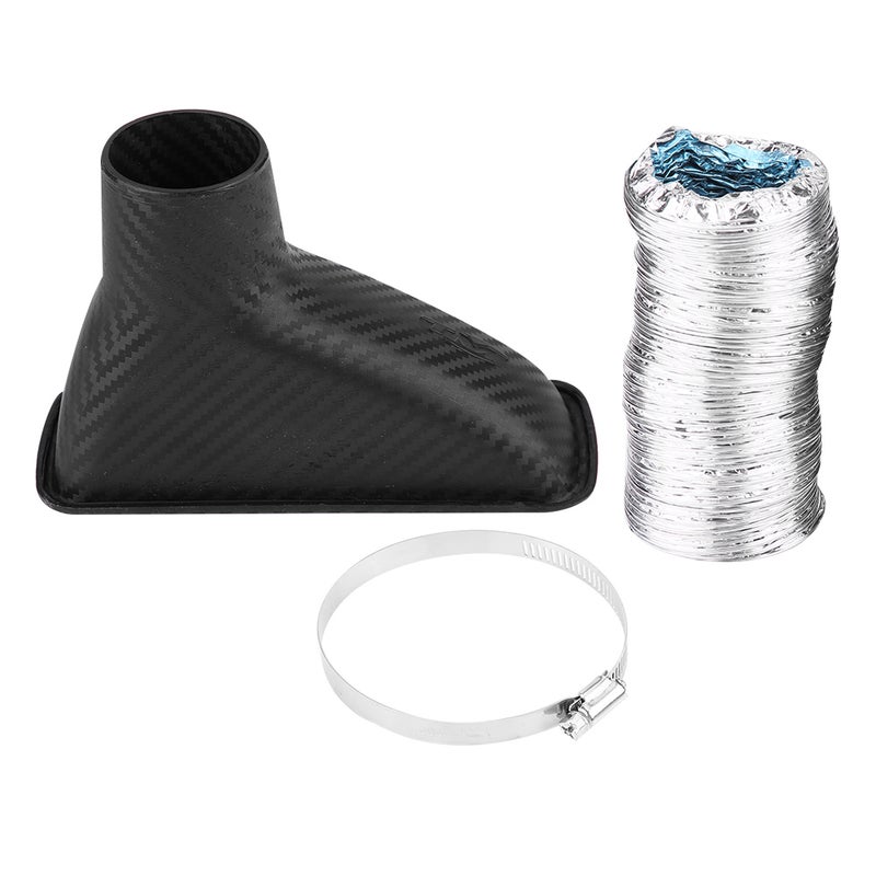 Universal Car Modified Front Bumper Air Intake Turbo Turbine Inlet Pipe Funnel Kit Square - Image 3