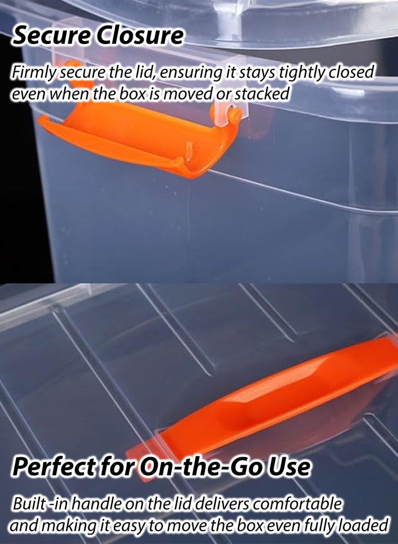 توشيونيكس صندوق تخزين بلاستيكي شفاف فاخر سعة 15 لترًا مع غطاء قابل للقفل ومقبض حمل وأقفال T114629 - صندوق منظم شفاف قابل للتكديس للملابس والألعاب والأدوات وتخزين المنزل (34×25×21 سم) - Image 2