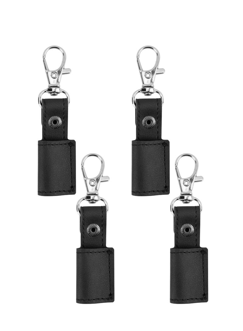 KASTWAVE 4 Pcs Portable Pen Holder Leather Badge Pencil Holder Leather Pen Pouch Holder Pocket Protector for Badge Pen Holder Keychain or Neck Lanyard  - Image 1