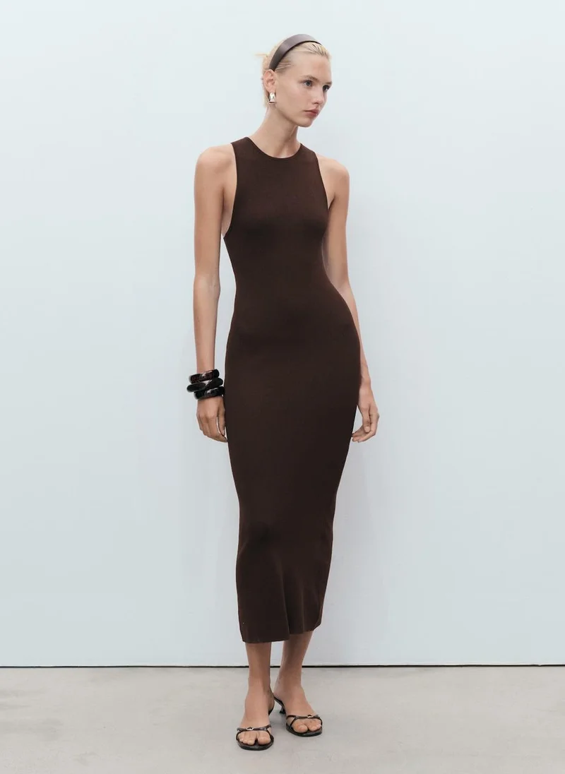 MANGO Halter-Neck Knitted Dress