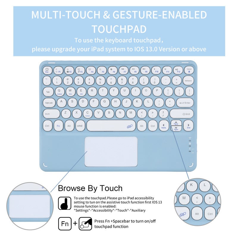 Suitable For Ipad10.9 Bluetooth Keyboard Protective Case 10.2 Touch Keyboard A9Plus Leather Case - Image 4