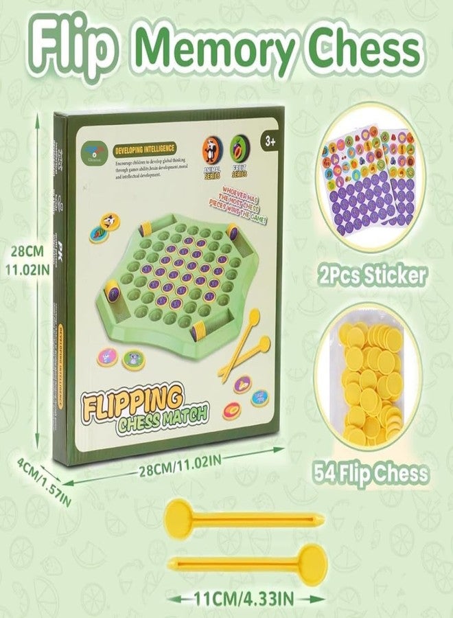 Glenston Flipping Chess Match Game - Montessori Memory Matching Board Game for Kids | Educational Animal & Fruit Theme Puzzle with Chips & Sticks | Parent-Child Interactive Toy for Ages 3+ - Image 2