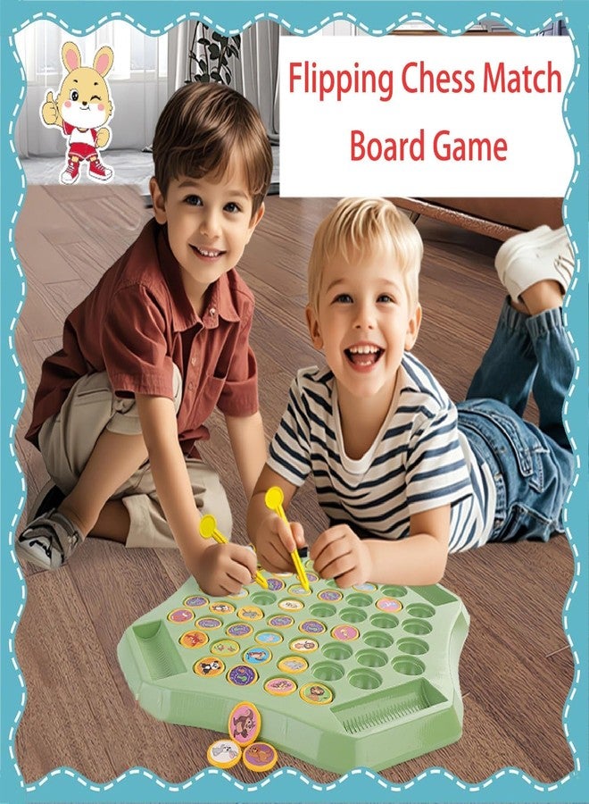 Glenston Flipping Chess Match Game - Montessori Memory Matching Board Game for Kids | Educational Animal & Fruit Theme Puzzle with Chips & Sticks | Parent-Child Interactive Toy for Ages 3+ - Image 4