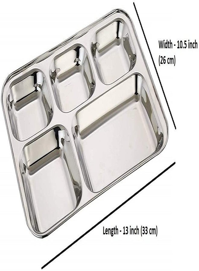 ecozoi Stainless Steel Divided Plates Set of 2 - Extra Large, Deep 5 Multi Compartment Serving Tray with Divider - Full Meal Size, Portion Control Dinner Plates for Kids and Adults - Image 5